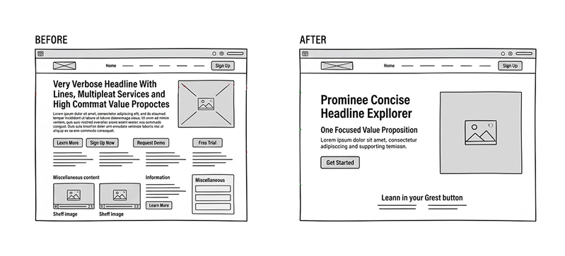 Clarity over brand abstraction BEFORE and AFTER